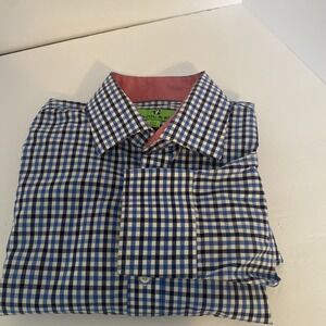 Bristol & Bull Plaid Blue Long Sleeve 16-16 1/2 Men's Shirt‎ J1